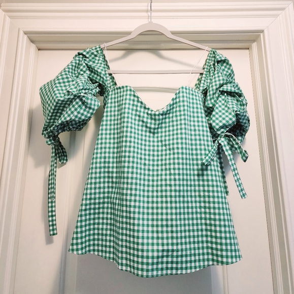 Caroline Constas Tops - CAROLINE CONSTAS Off shoulder Gingham print top
